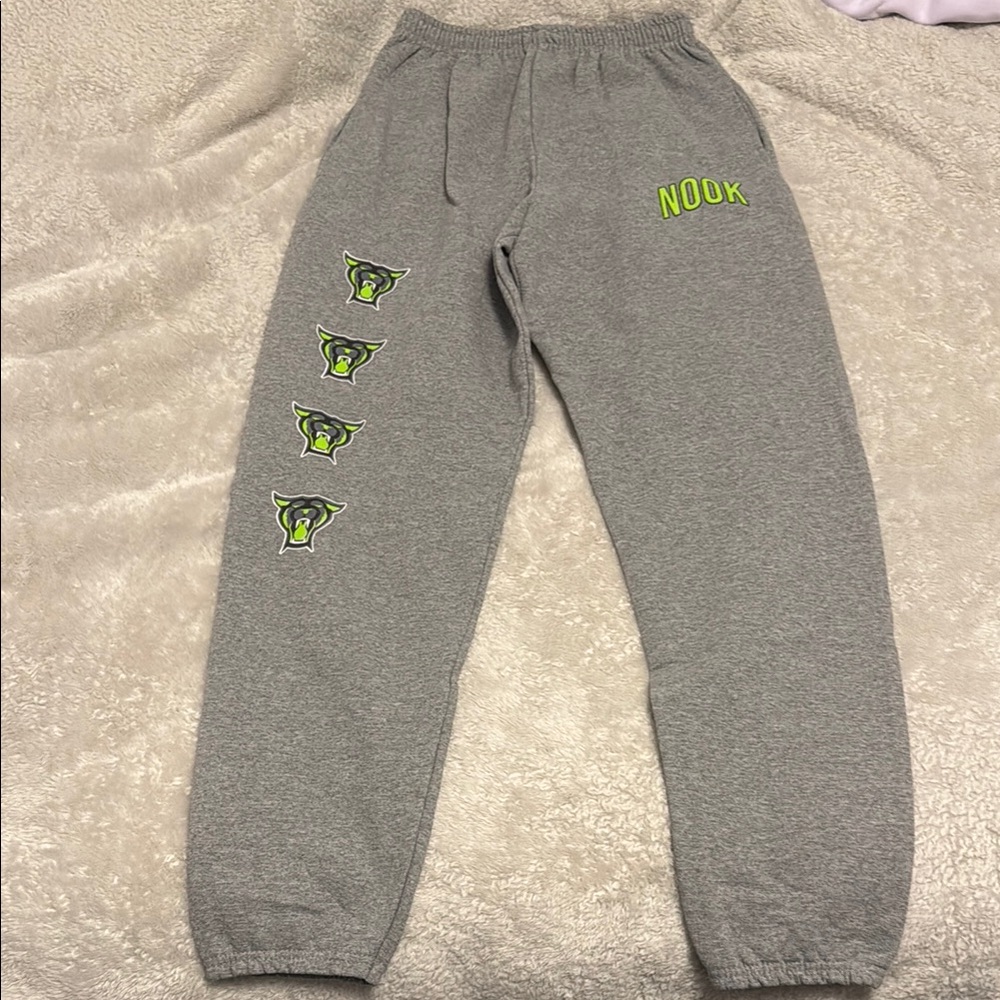 Nook Gray Kids Joggers with Green Accents